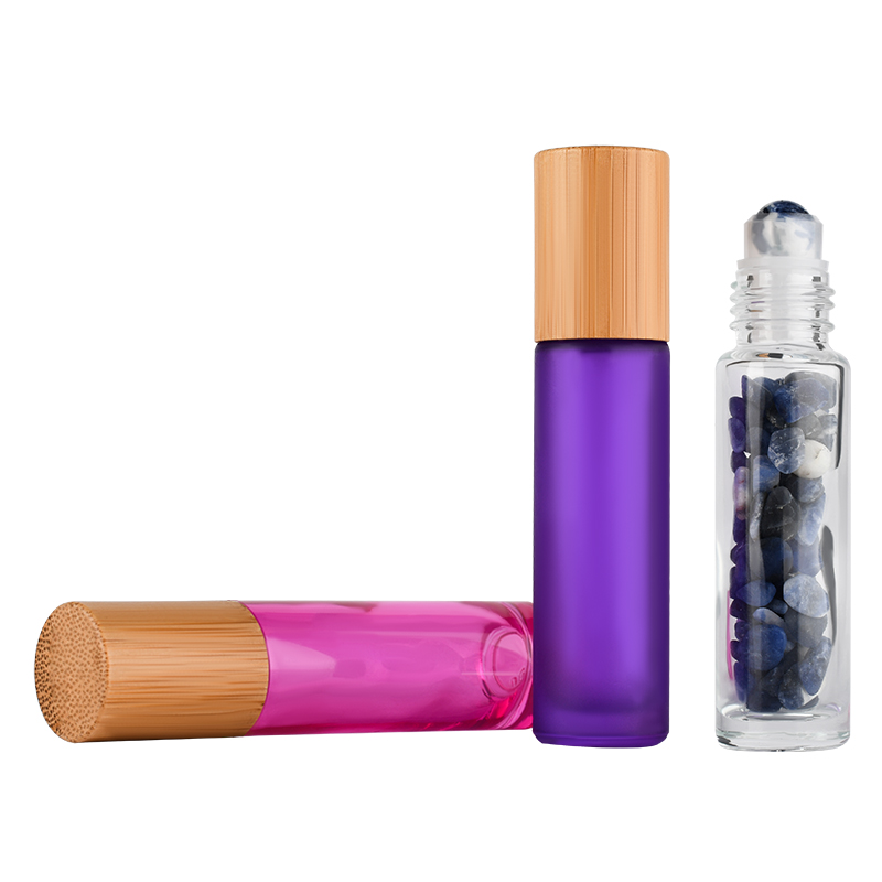 10ml Deodorant Perfume Essential Oils eye cream Clear glass Roll On Bottle with gemstone roller ball
