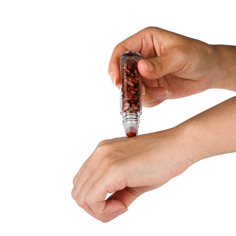 10ml Deodorant Perfume Essential Oils eye cream Clear glass Roll On Bottle with gemstone roller ball