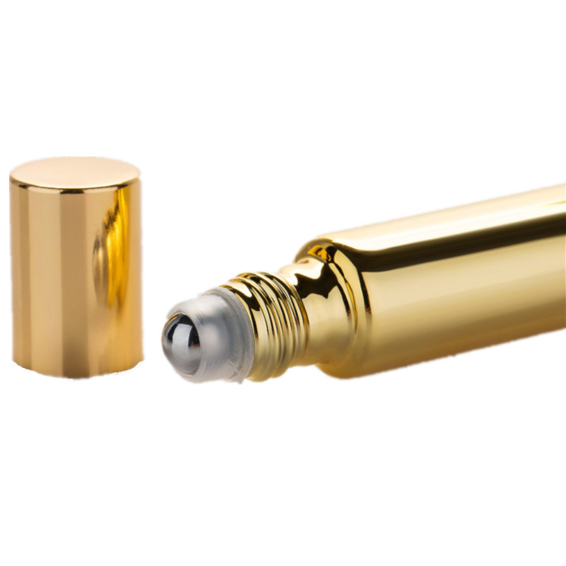 10ml Electroplate UV Glass Roll On Bottle Essential Oil Perfume Glass Bottle Silver Gold Black Color