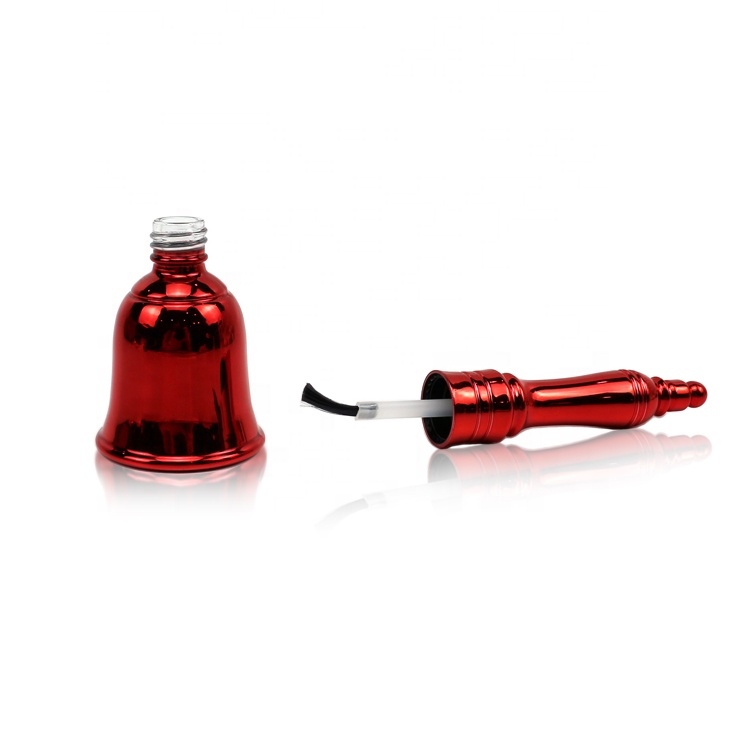 10ml Electroplating red bell nail polish bottle with brush glass bottle empty nail polish bottle glass packaging