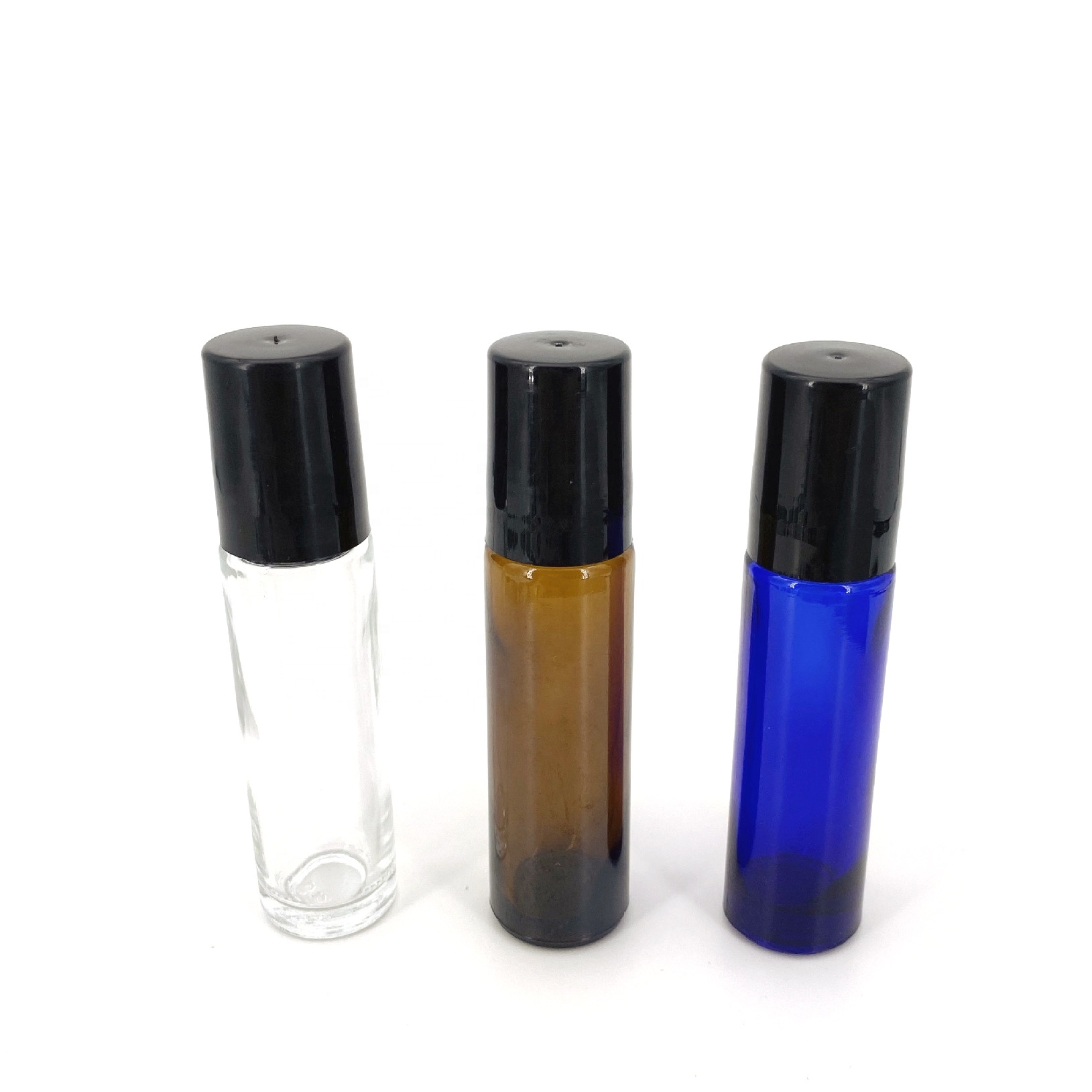10ml Empty Amber Glass Essential oil Roll On Bottle Vials With Stainless Steel Metal Roller Ball