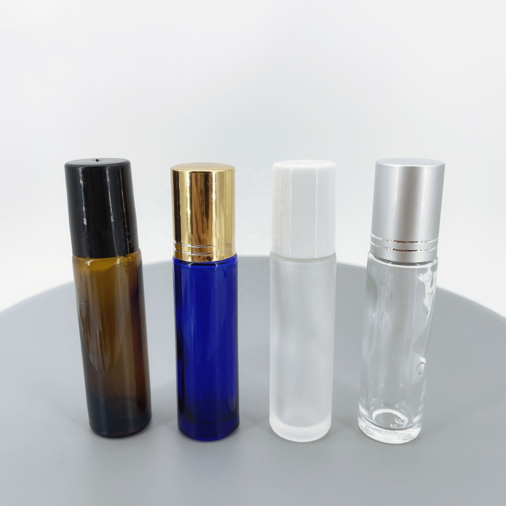 10ml Empty Amber Glass Essential oil Roll On Bottle Vials With Stainless Steel Metal Roller Ball