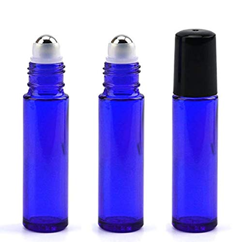 10ml Empty Blue Glass Essential Oil Roller Bottles With Stainless Steel Roller Ball