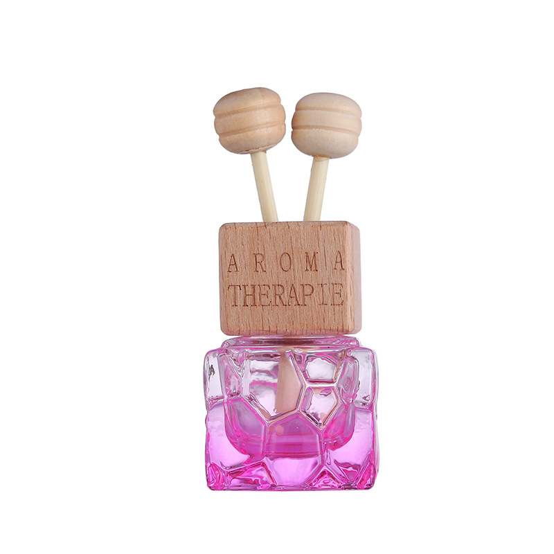10ml Empty Color Cube Square Car Hanging Diffuser Bottle with Metal Clip Auto Glass Perfume Bottles for Air Freshener