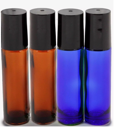 10ml Empty amber Glass Roller Bottles with Stainless Steel Metal Roll On Ball include opener funnel Essential oils roller