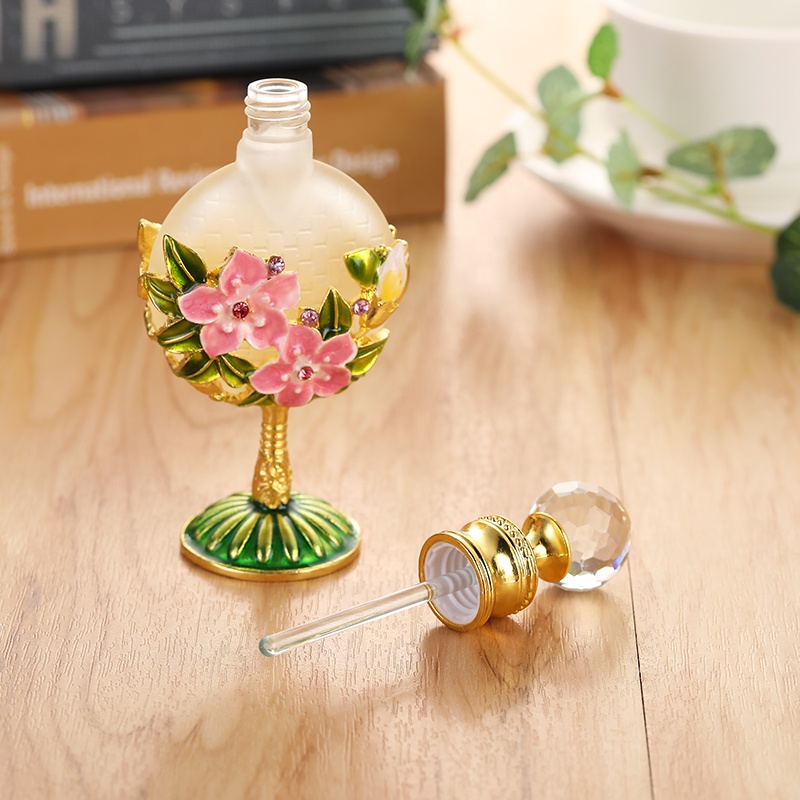 10ml European Middle East Metal Alloy Patent Apricot Flower Perfume Bottle Glass Essential Oil Attar Bottle Factory Outlet#81166