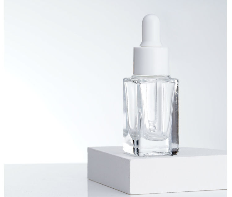 10ml Flat Square Glass Serum Bottle with White Dropper Essential Oil Bottle
