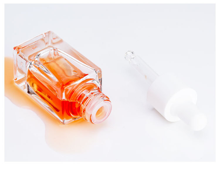 10ml Flat Square Glass Serum Bottle with White Dropper Essential Oil Bottle