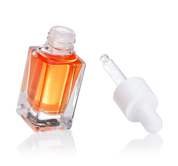 10ml Flat Square Glass Serum Bottle with White Dropper Essential Oil Bottle