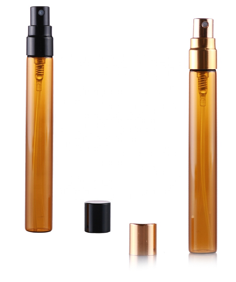 10ml Fragrance perfume tea glass tube spray aluminum perfume bottle brown travel portable spray bottle empty bottle