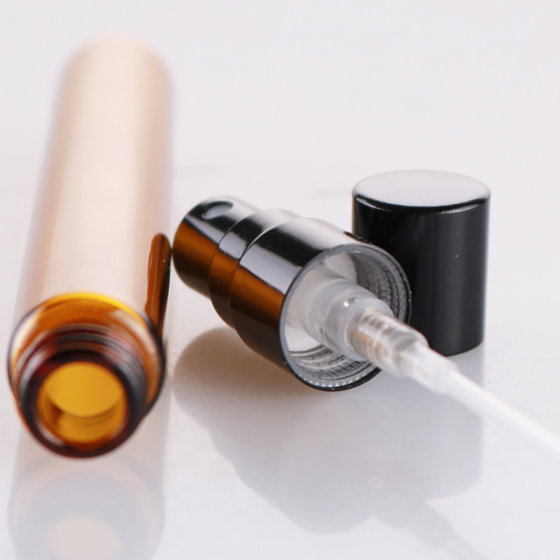 10ml Fragrance perfume tea glass tube spray aluminum perfume bottle brown travel portable spray bottle empty bottle