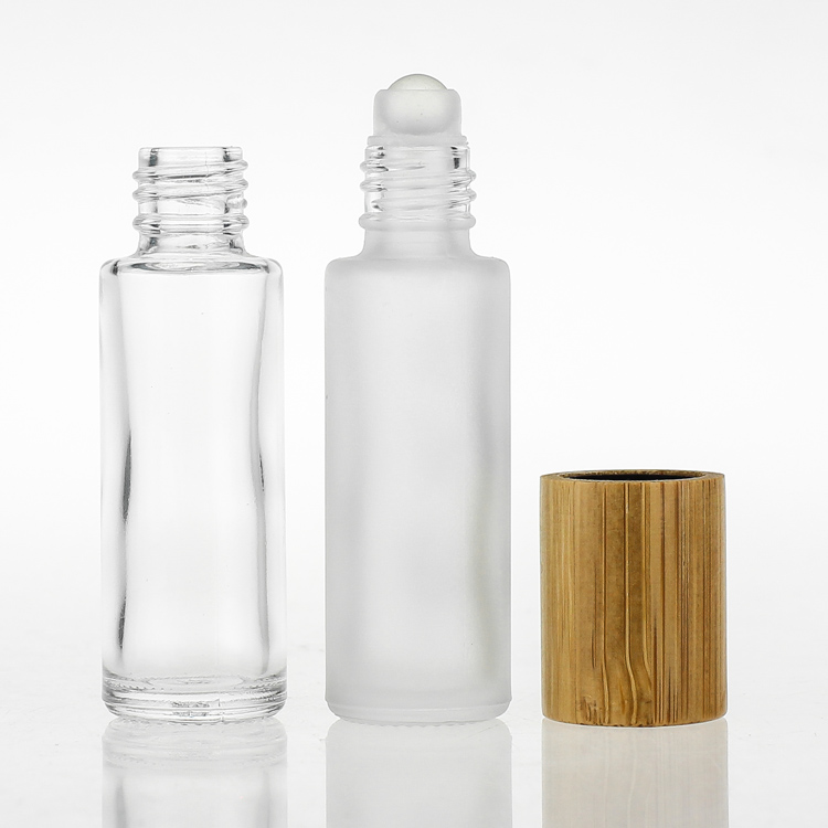 10ml Glass Roll On Bottle with Bamboo Cap for Essential Oils Perfume