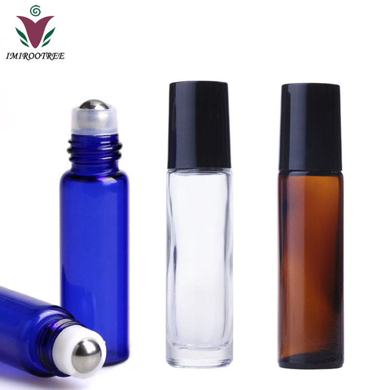 10ml Glass Roller Bottle with Steel Roller Amber Essential Oil bottle Roller Frosted Glass Roll On Bottle