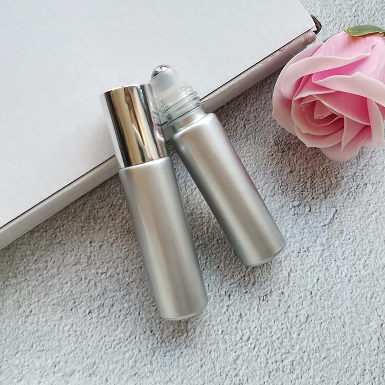 10ml Gold Silver Rose Gold Glitter Glass Roller Bottle with Steel Roller Ball for Essential Oil