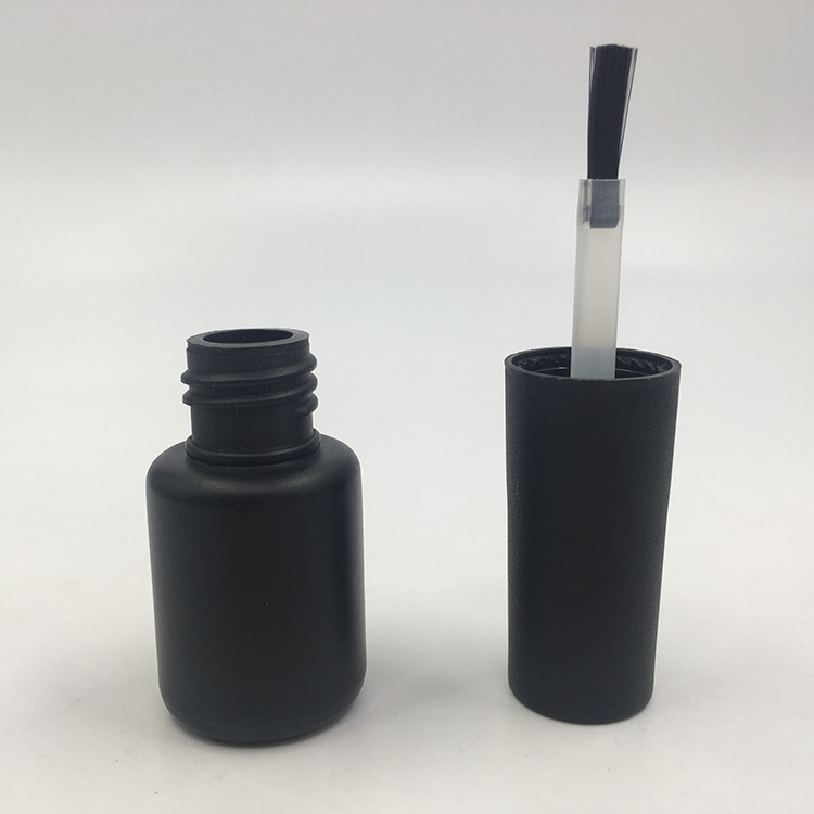10ml HDPE Material And Black Printing Uv Gel Empty Cylindrical Nail Polish Bottles