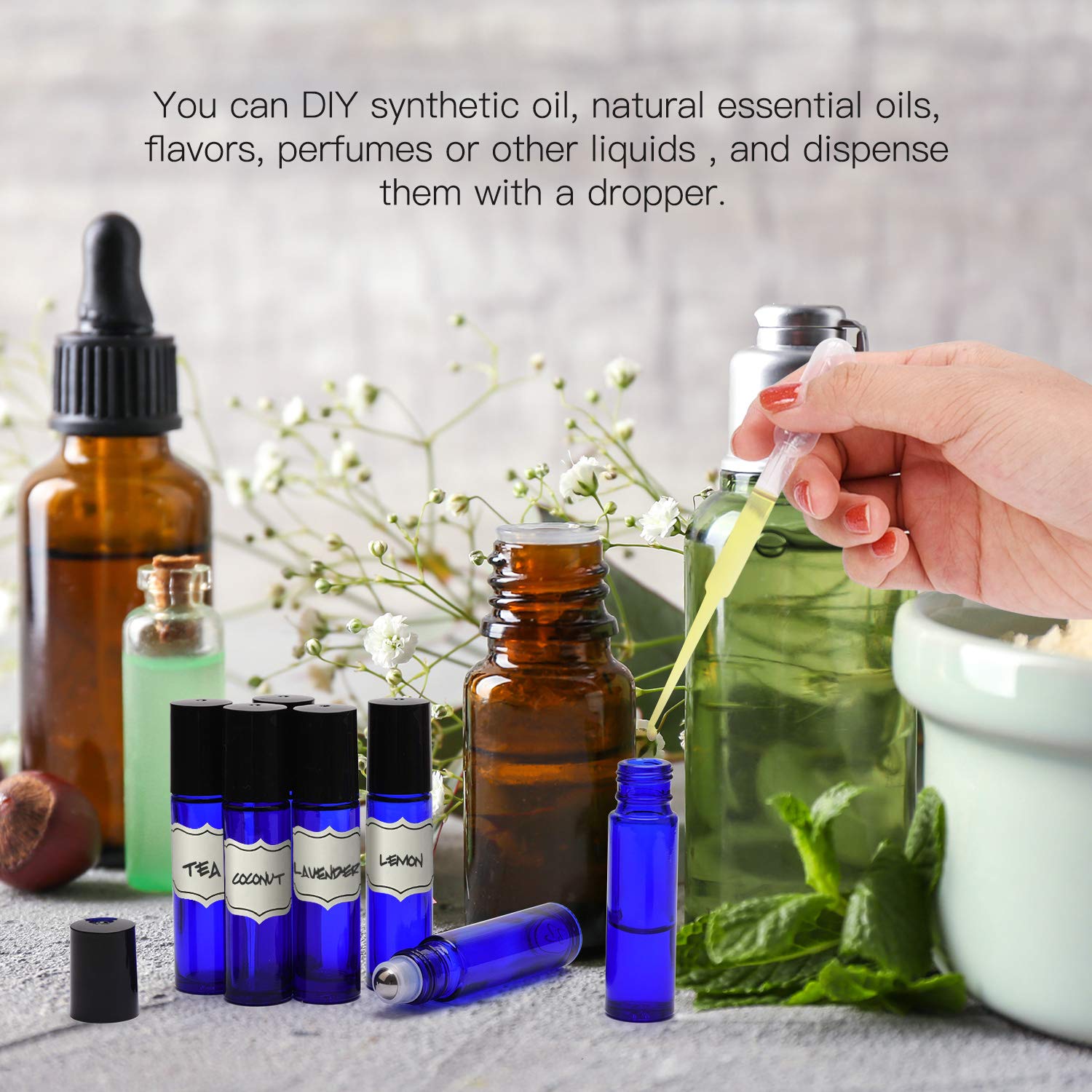 10ml High Quality Clear Essential Oil Glass Roll on Bottle with Stainless Steel Roller Ball