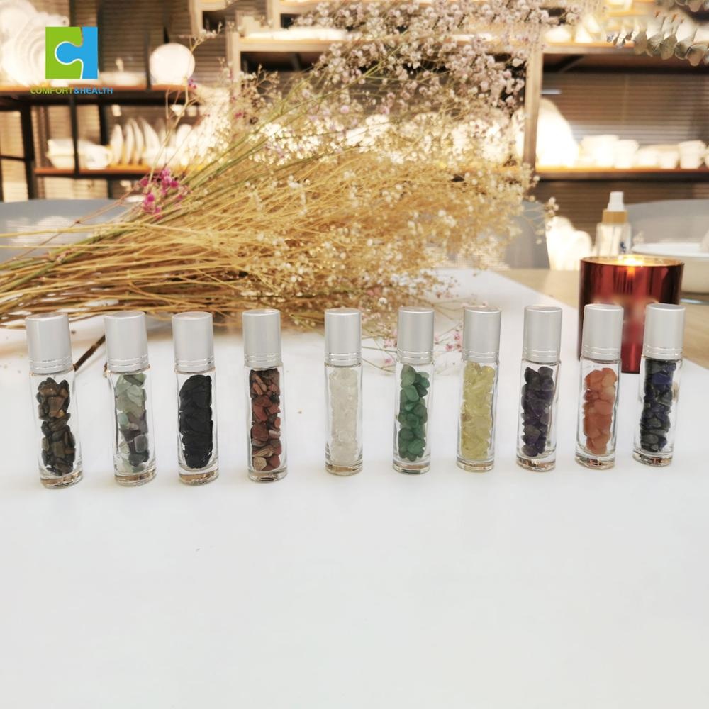 10ml Hot Sale Clear Glass Gemstone Essential Oil Roller Bottles
