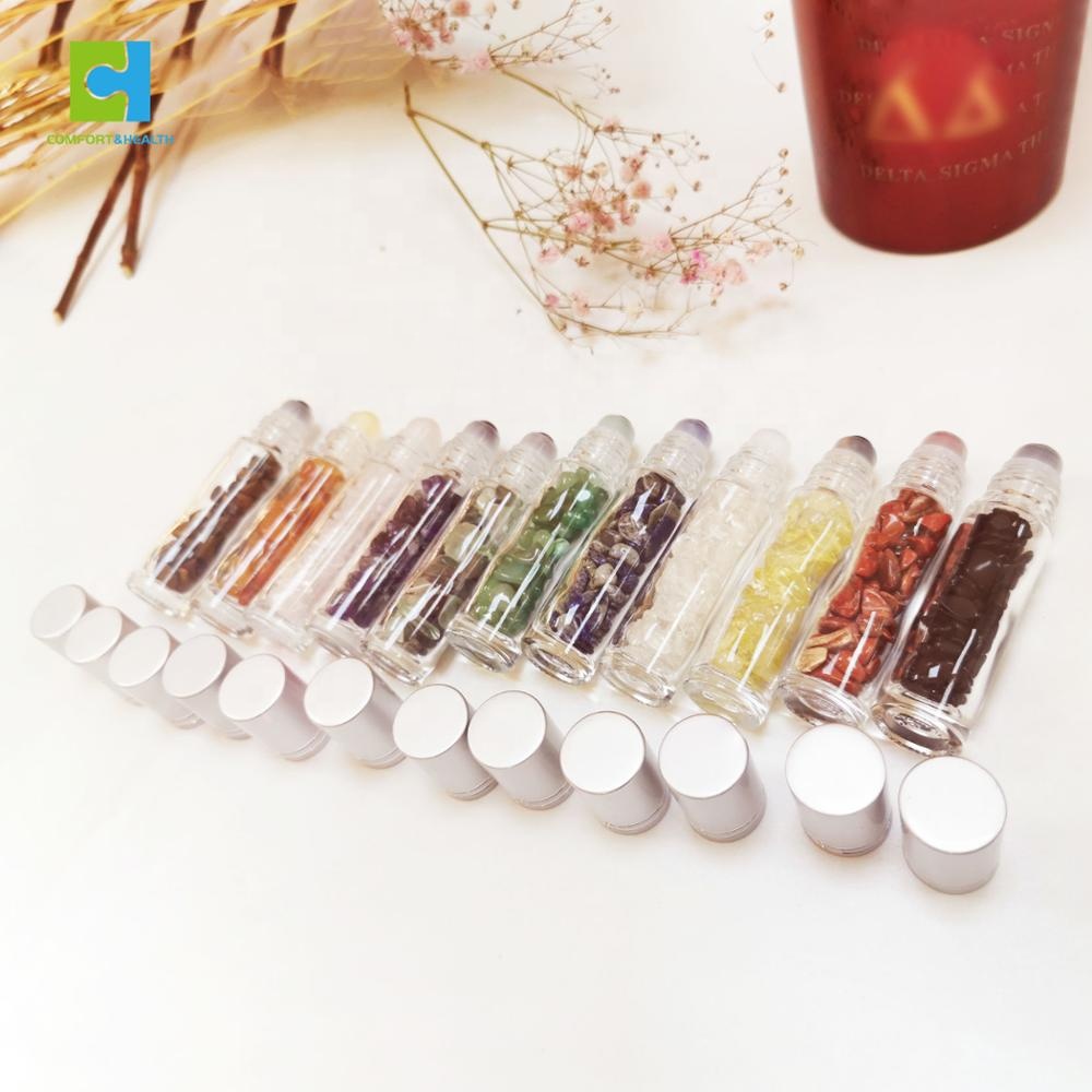 10ml Hot Sale Clear Glass Gemstone Essential Oil Roller Bottles