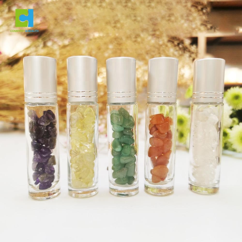 10ml Hot Sale Clear Glass Gemstone Essential Oil Roller Bottles