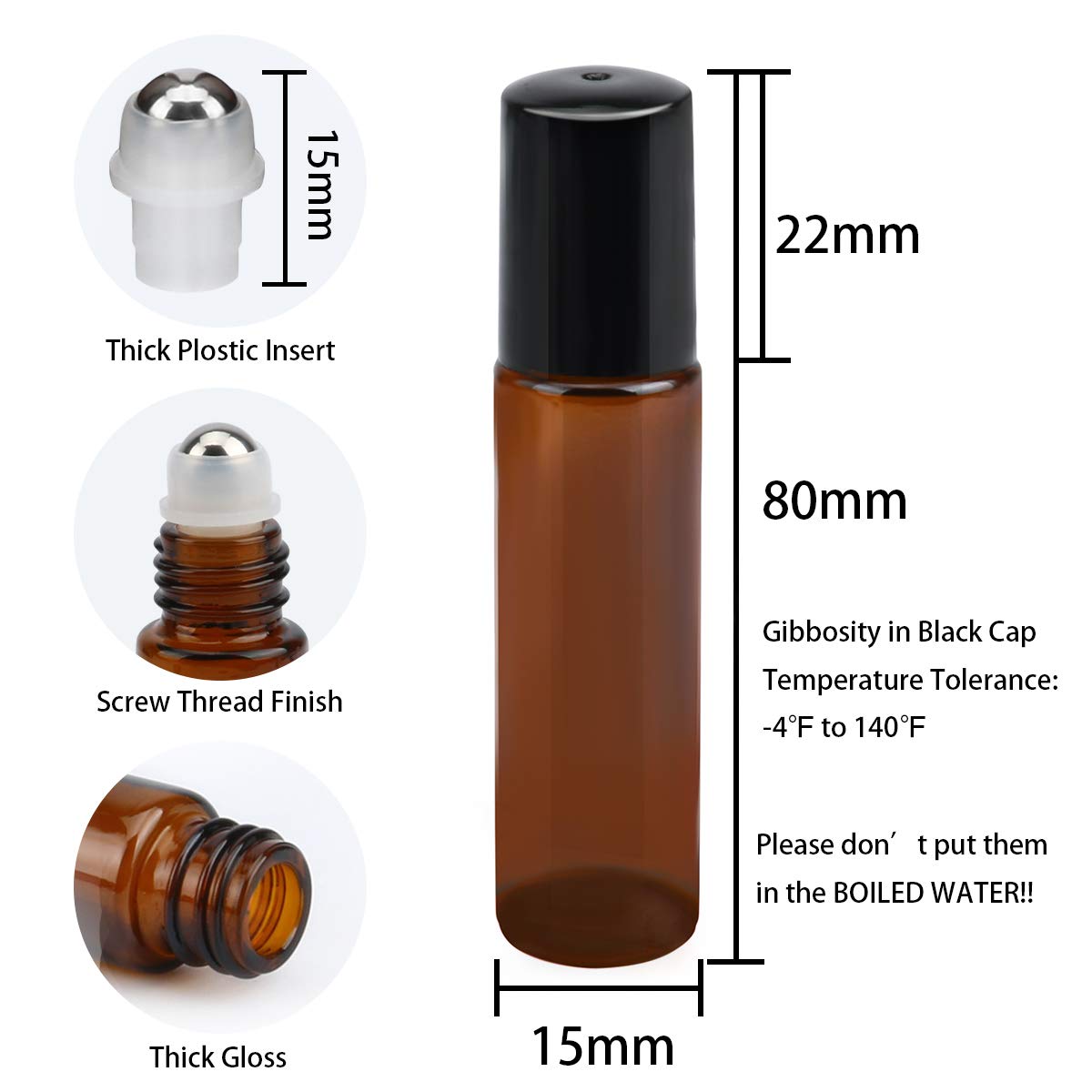 10ml Hotsale Amber Blue Empty Essential Oil Glass Roller Bottle
