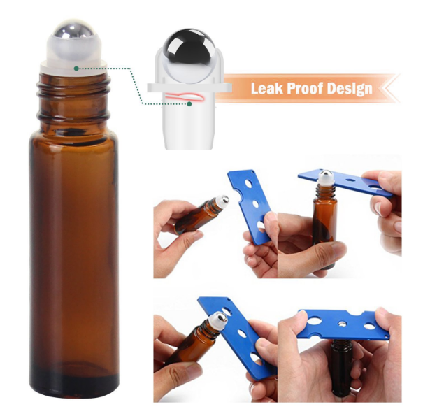 10ml Hotsale Amber Blue Empty Essential Oil Glass Roller Bottle