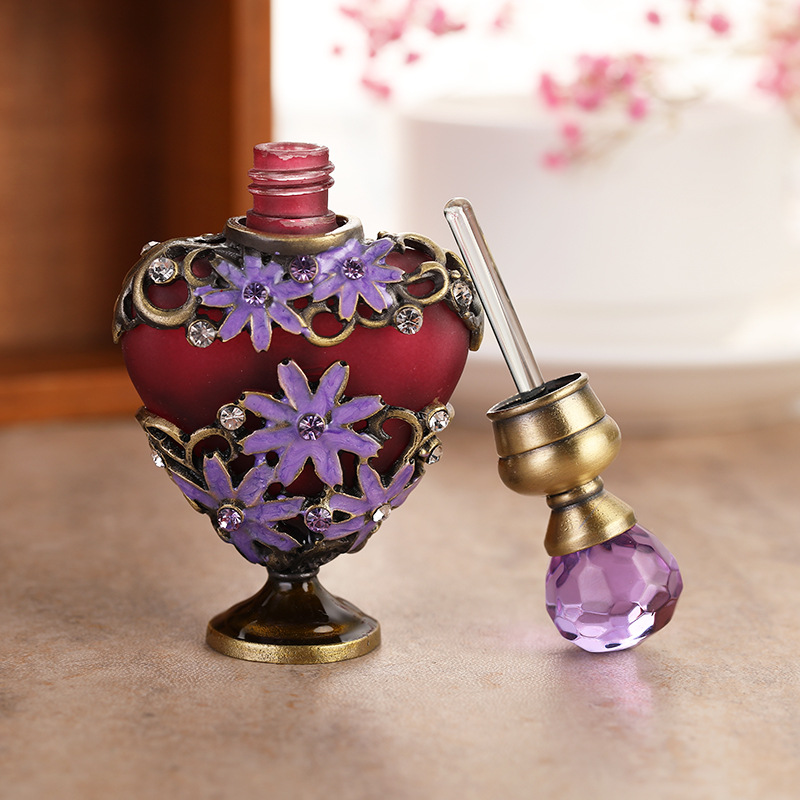 10ml Metal Grape Frosted Essential Oil Perfume Bottle Empty Glass Mini Refillable Decorative Bottles