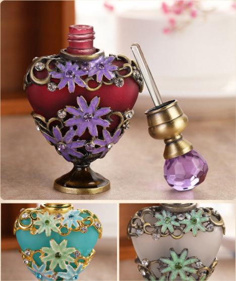 10ml Metal Grape Frosted Essential Oil Perfume Bottle Empty Glass Mini Refillable Decorative Bottles