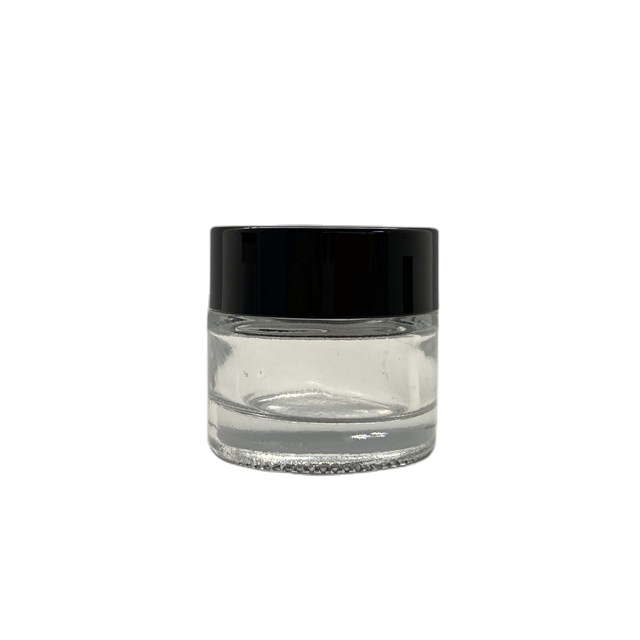 10ml Mini Clear Glass Eye Cream Screw Jar Container with Black plastic cap lid
