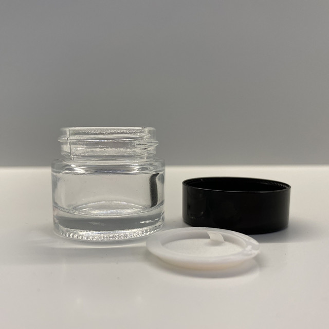 10ml Mini Clear Glass Eye Cream Screw Jar Container with Black plastic cap lid