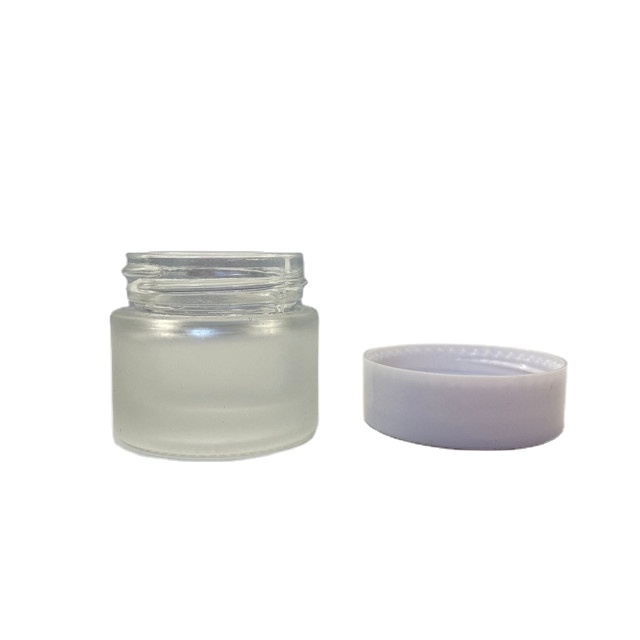 10ml Mini Clear frosting Glass Eye Cream Screw Jar Container with white plastic cap lid