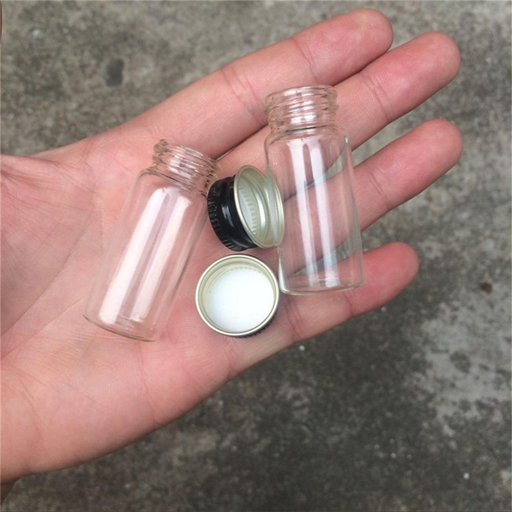 10ml Mini Glass Jars Bottles with Screw Aluminium Black Cap Liquid Bottles Empty Crafts Bottles Jars 10cc Jars
