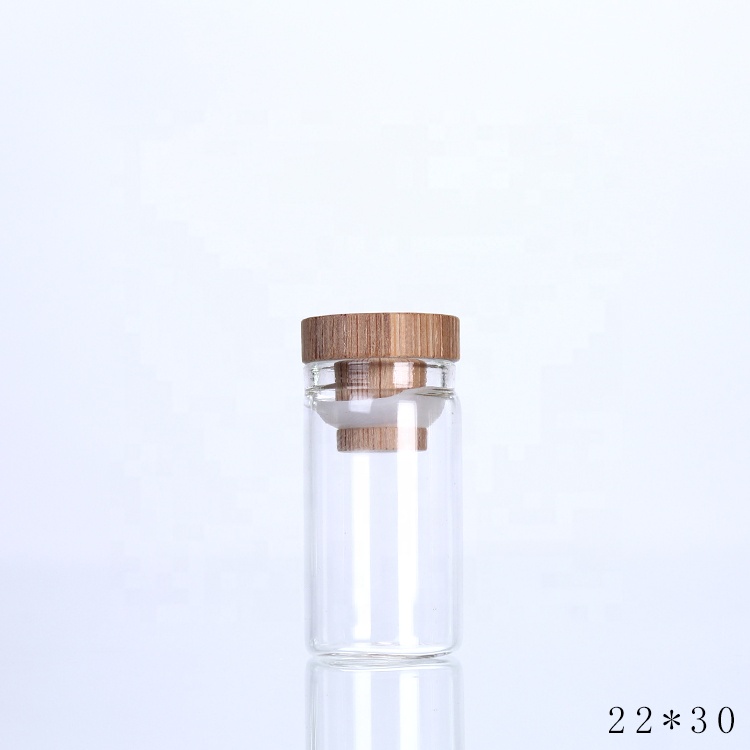 10ml Mini glass test tube small spice glass jar with bamboo lid for Capsule Package glass bottle