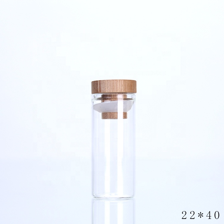 10ml Mini glass test tube small spice glass jar with bamboo lid for Capsule Package glass bottle