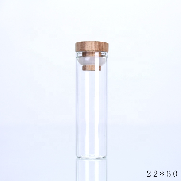 10ml Mini glass test tube small spice glass jar with bamboo lid for Capsule Package glass bottle