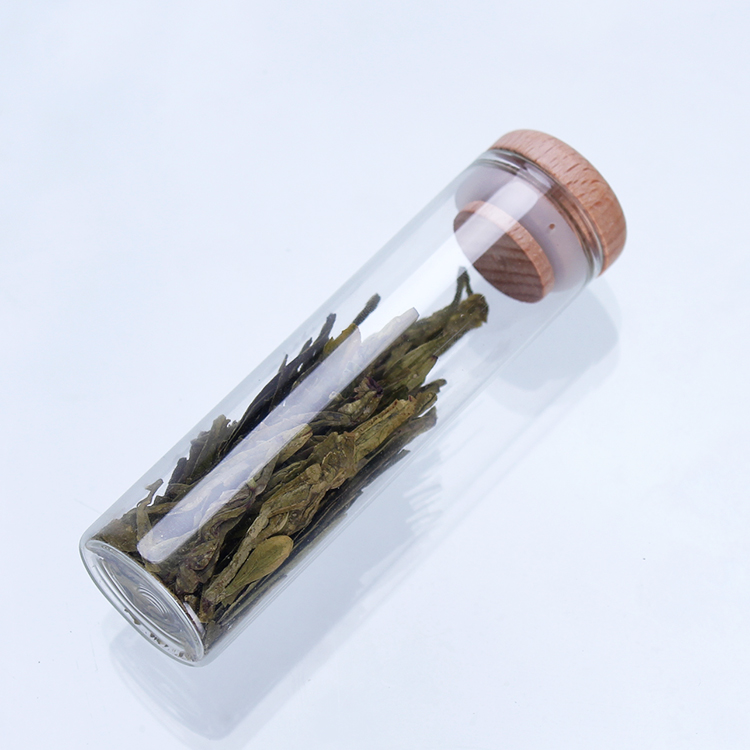10ml Mini straight side glass jar airtight glass jar with wooden cap for saffron packing