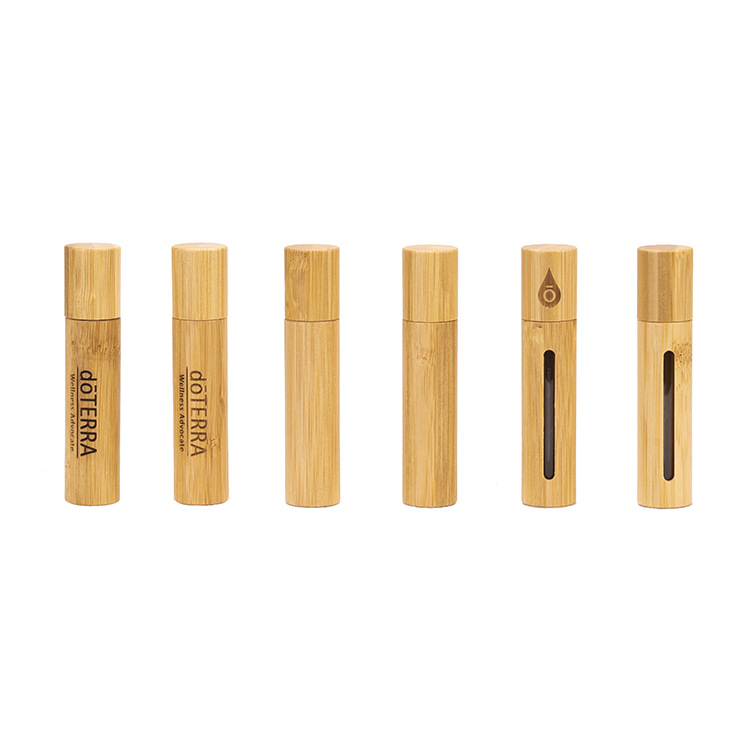 10ml Natural Bamboo Shell Glass Roll on Bottles for Essential Oils with Stainless Steel Roller Balls Rollerball Container