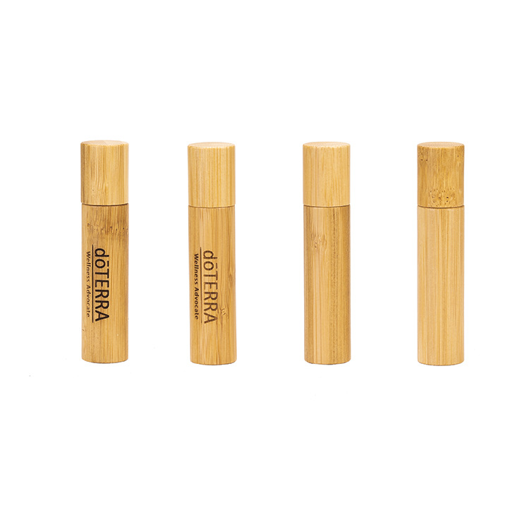 10ml Natural Bamboo Shell Glass Roll on Bottles for Essential Oils with Stainless Steel Roller Balls Rollerball Container
