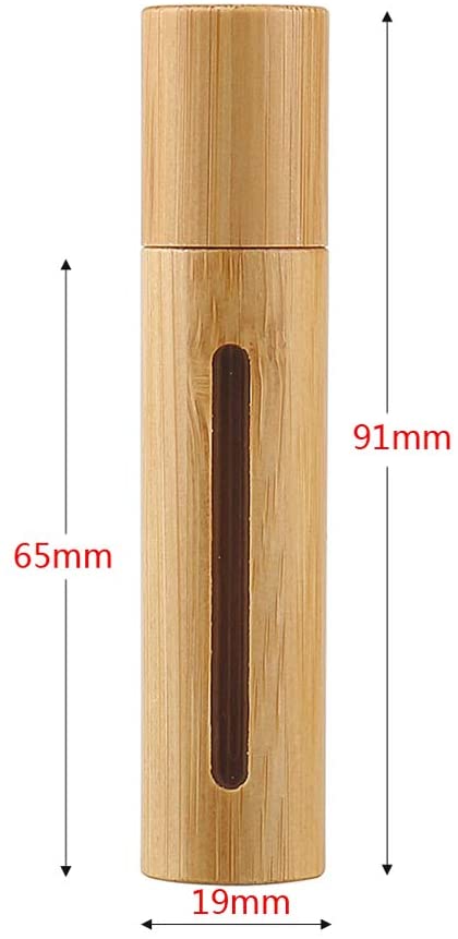 10ml Natural Bamboo Shell Glass Roll on Bottles for Essential Oils with Stainless Steel Roller Balls Rollerball Container