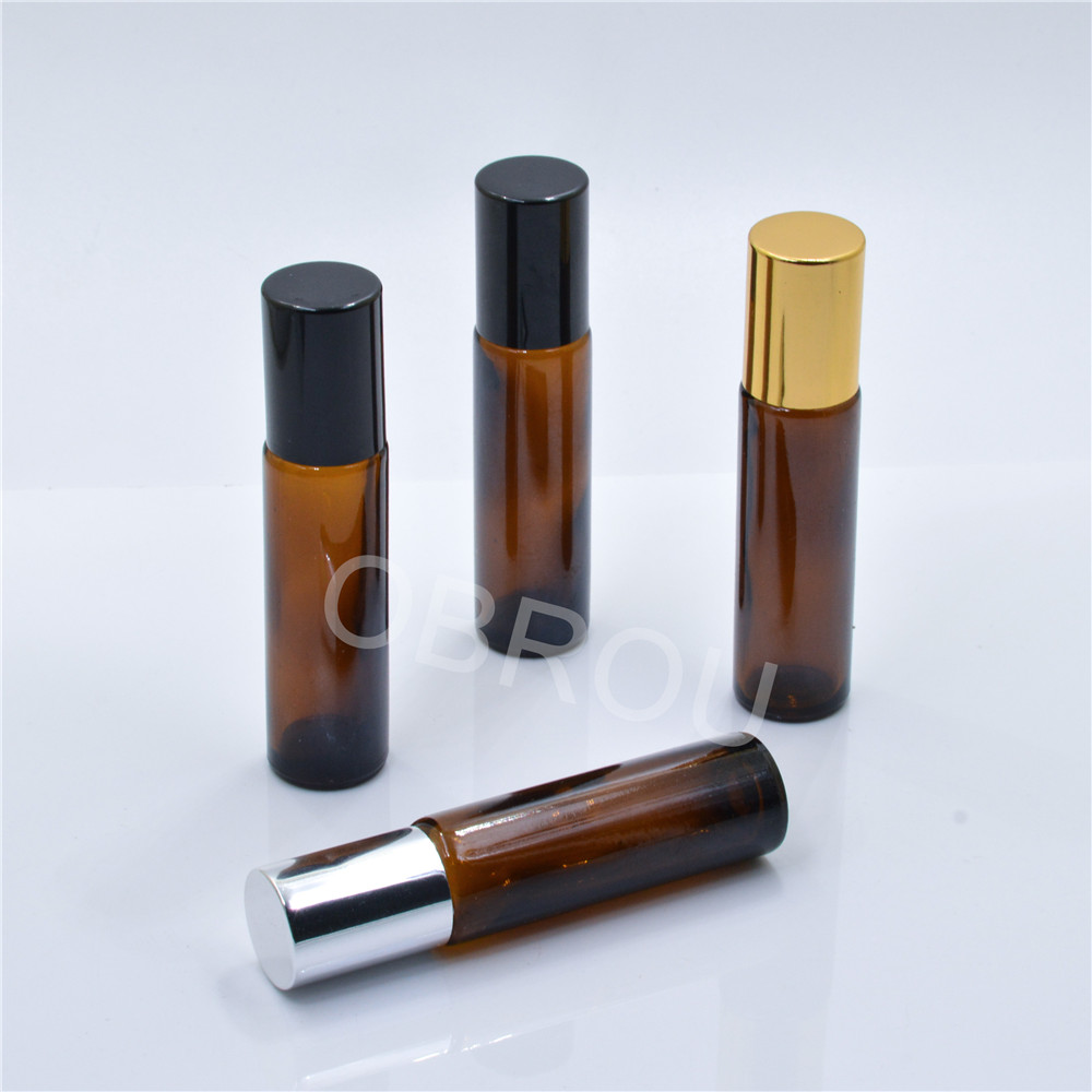 10ml Perfume Essential Oil Bottles Amber Clear Glass Roller Bottle Vials Roll Ball