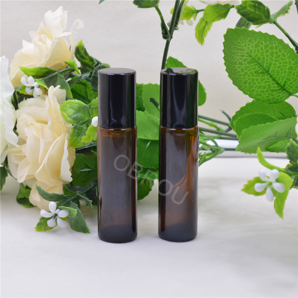 10ml Perfume Essential Oil Bottles Amber Clear Glass Roller Bottle Vials Roll Ball