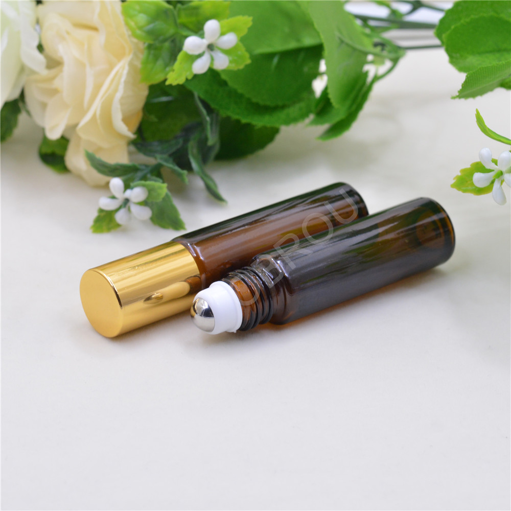 10ml Perfume Essential Oil Bottles Amber Clear Glass Roller Bottle Vials Roll Ball