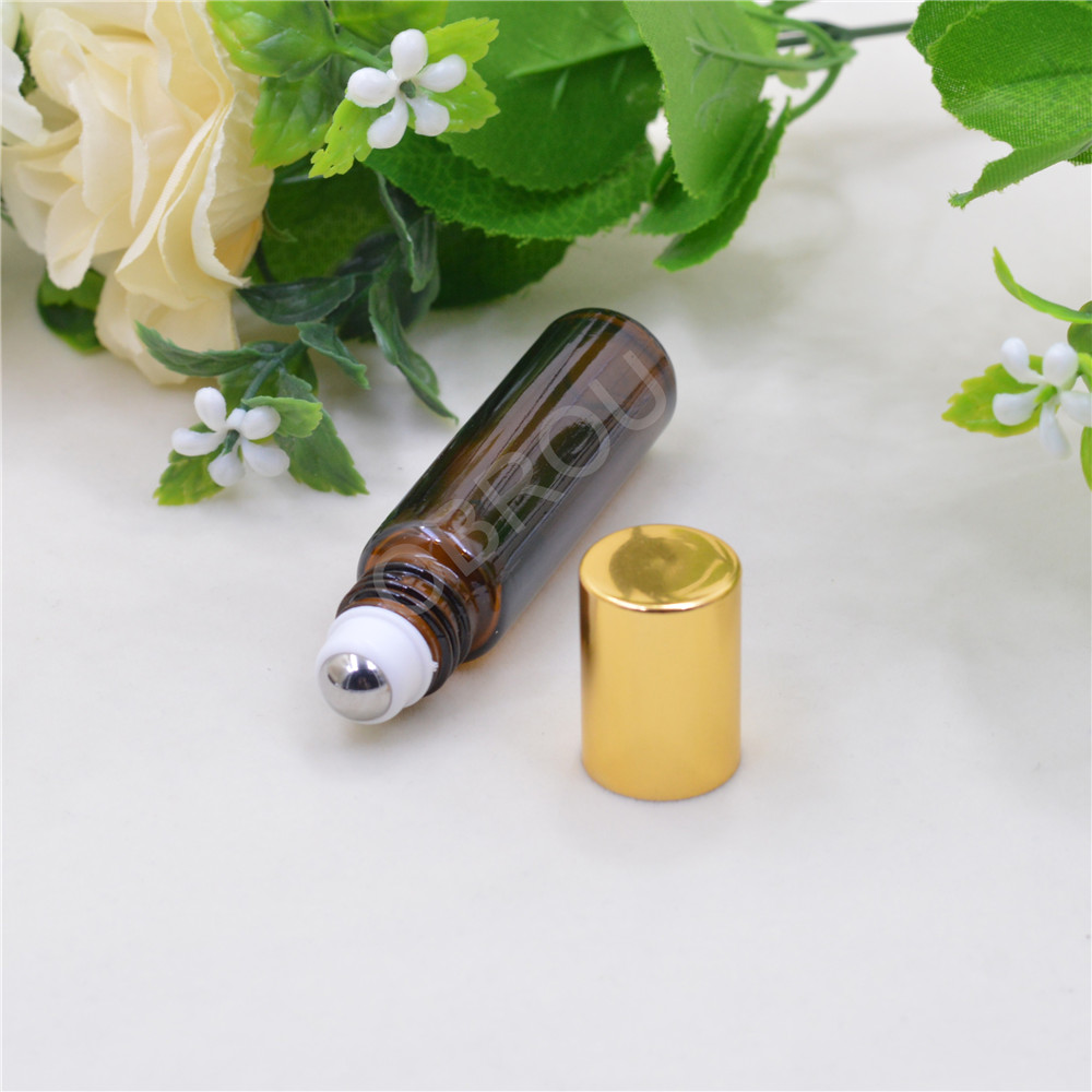 10ml Perfume Essential Oil Bottles Amber Clear Glass Roller Bottle Vials Roll Ball