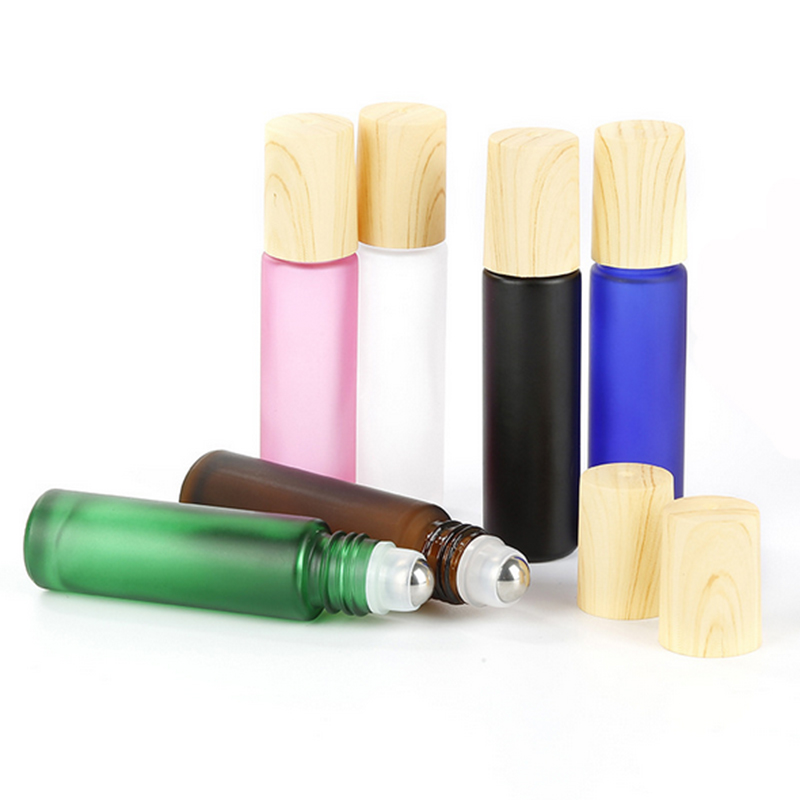 10ml Pharmaceutical Glass Roll On Bottle Roller Bottles with Bamboo Cap and Stainless Steal Ball
