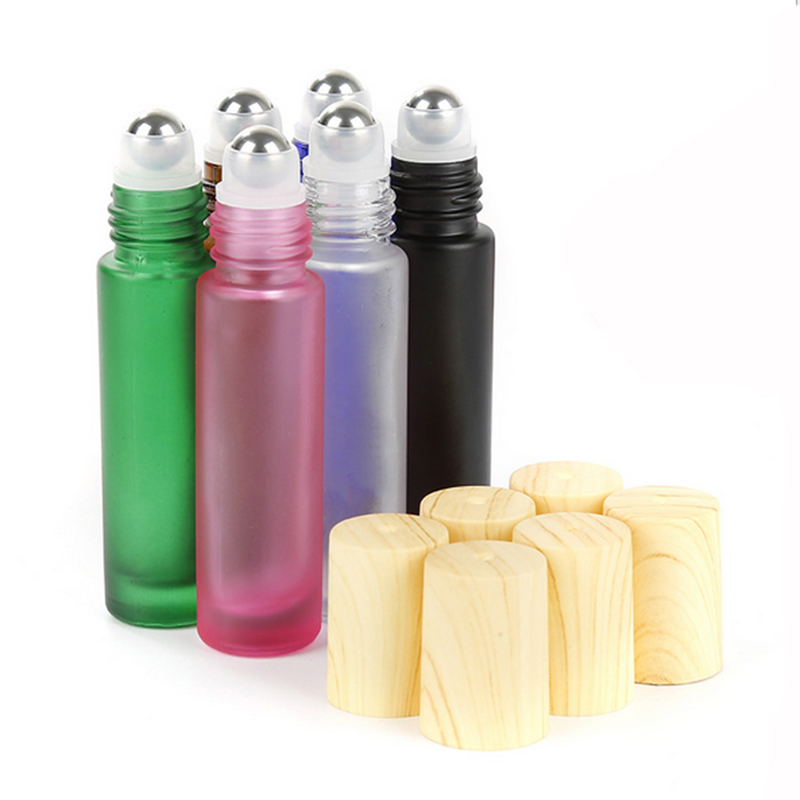 10ml Pharmaceutical Glass Roll On Bottle Roller Bottles with Bamboo Cap and Stainless Steal Ball
