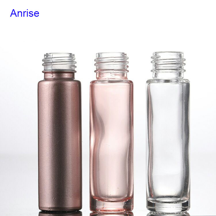 10ml Pink Glass Essential Oil Use Roll On Bottle With Crystal Gemstone Roller Ball and Rose Gold Cap