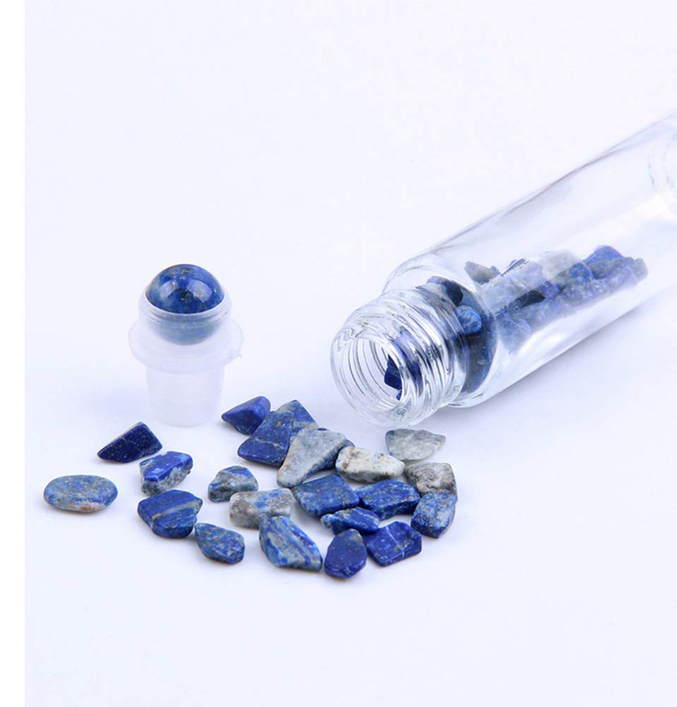 10ml Roll On Bottle For Essential Oils Clear Glass Roller Bottles With Bamboo lids Natural Crystal Gemstone Roller Balls Top