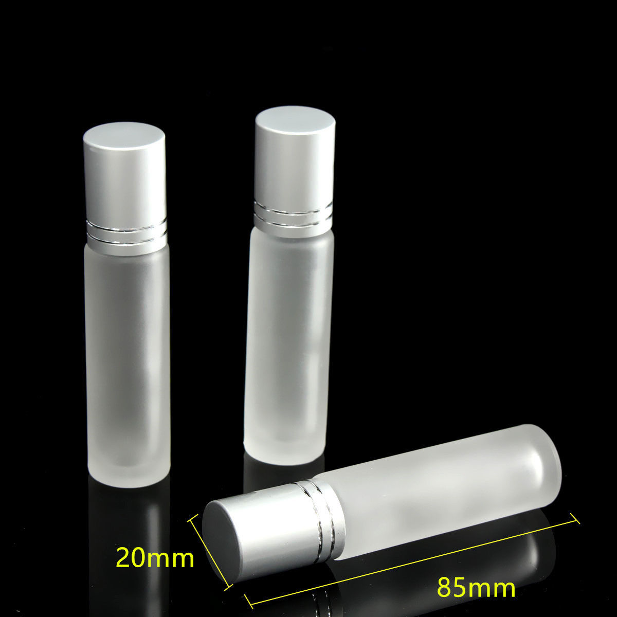 10ml Roll On Portable transparent Frosted Glass Refillable Perfume Bottle Empty Essential Oil Case With Plastic Cap