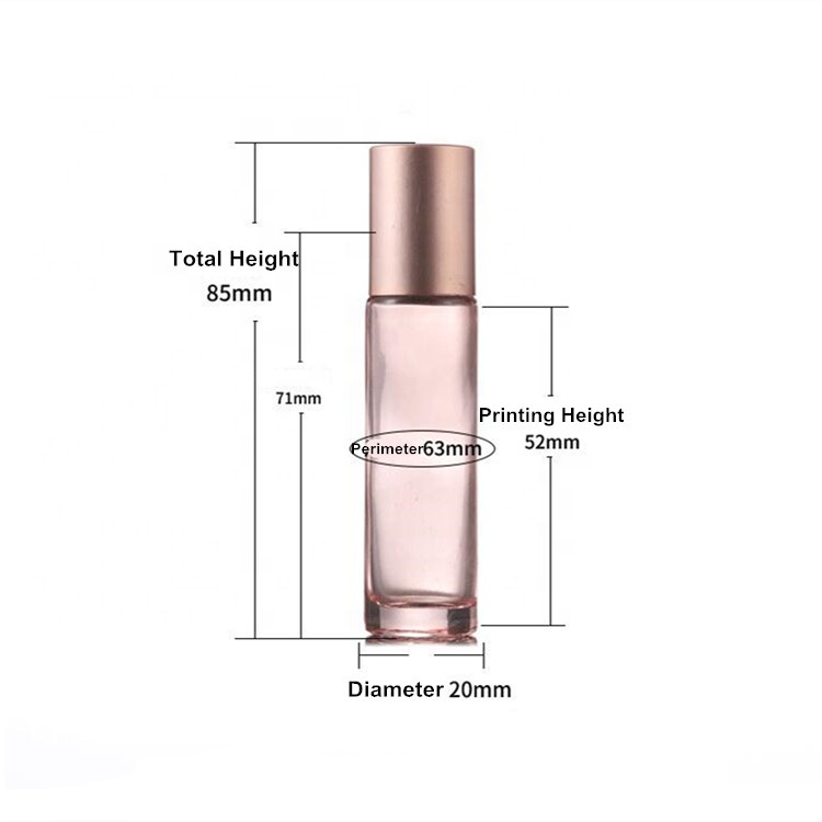 10ml Rose Gold Cosmetic Packaging Essential Oil Glass Roller Perfume Bottle