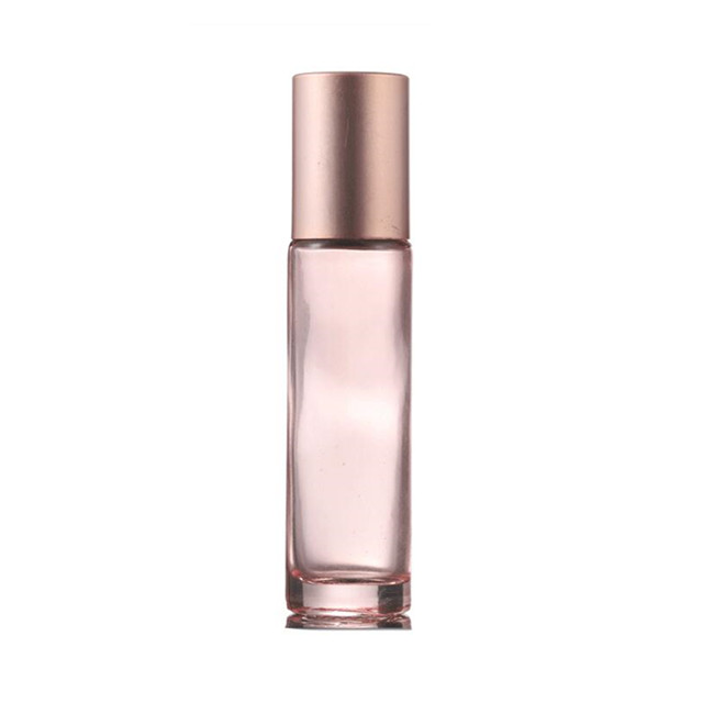 10ml Rose Gold Cover Transparent Essential Oil Glass Roll On Bottle 10ml with Glass Roller Ball