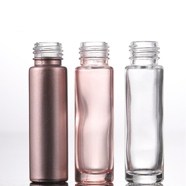 10ml Rose Gold Cover Transparent Essential Oil Glass Roll On Bottle 10ml with Glass Roller Ball